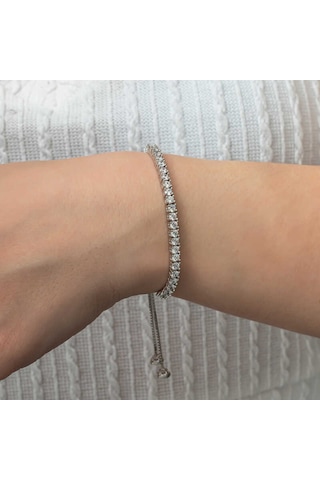 Gümüş Su Yolu Asansörlü Kadın Bileklik Gümüş