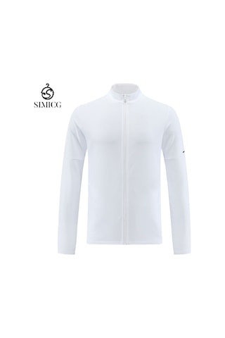 Erkekler İçin Çabuk Kuruyan Rahat, Açık Hava Fermuarlı Hırka Dik Yaka Spor Ceket Beyaz