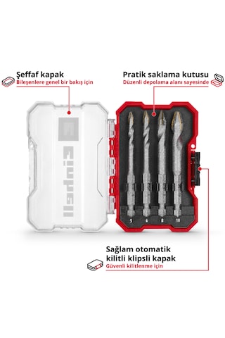 Einhell XS-CASE 4 Parça Seramik Ucu Seti - 49051404