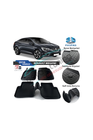 Renault Megane 4 Havuzlu 3D Paspas Niken Siyah 2016 Sonrası