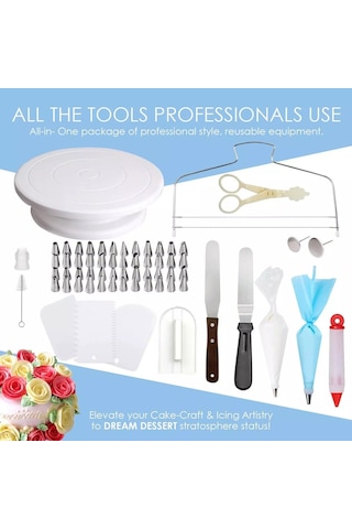 Sones 205'i 1 Arada Pasta Süsleme Döner Tablası Seti Pasta Süsleme Ağız Pişirme Gereçleri