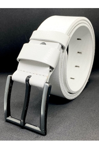 Hakiki Manda Deri Kot Pantolon Kemeri Beyaz