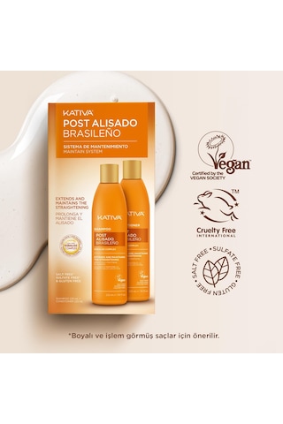 Kativa Post Alisado Saç Düzleştirme Etkili Şampuan 225 ML + Saç Kremi 225 ML
