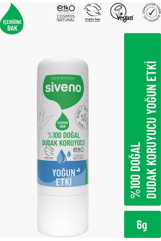 Siveno %100 Doğal Dudak Koruyucu Yoğun Etki Bitkisel Lip Balm Krem Nemlendirici Parlatıcı Onarıcı 6 G