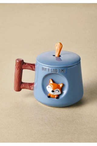 The Mia Tilki Kapaklı Ve Kaşıklı Kupa 370 Ml