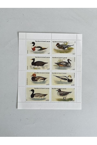 Ördek Temalı Ekvator Ginesi Damgasız 8'li Blok Pul
