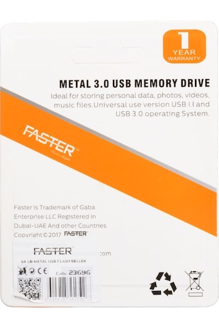 Faster Flash Bellek 64 Gb Anahtarlık Tipi Usb Flash Bellek Metal