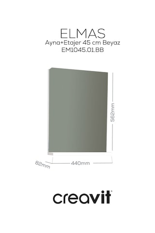 Creavit Elmas Ayna Ve Etajer 45 Cm Beyaz