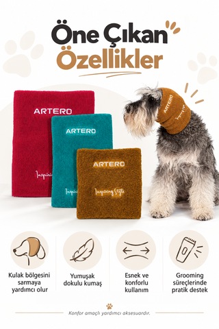 Artero Focus Kurutma Köpek Kulak Koruyucu 3'lü Set