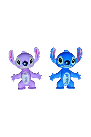 2'li Stitch Ve Angel Figür Oyuncak Yumuşak Vücut Mavi Ve Pembe 6 Cm.