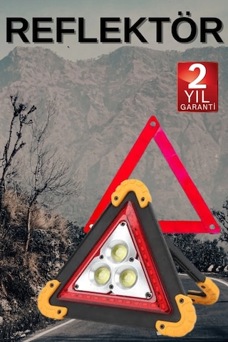 Bay Solar Şarjlı Çok Fonksiyonlu Reflektör Işıklı Ikaz Lambası Acil Durum Reflektörü Acil Durum Uyarı Lambas