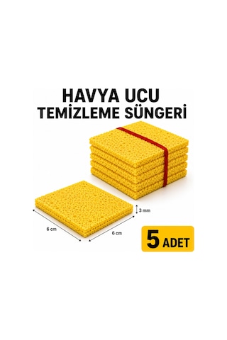 Havya Temizleme Süngeri 6x6 Cm Lehim Ucu Temizleyici Sünger 3 Mm 5'li Paket