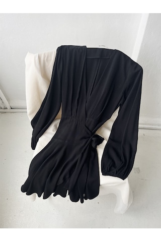 Retrobird Tasarım Ashley Kruvaze Elbise Kadın Siyah