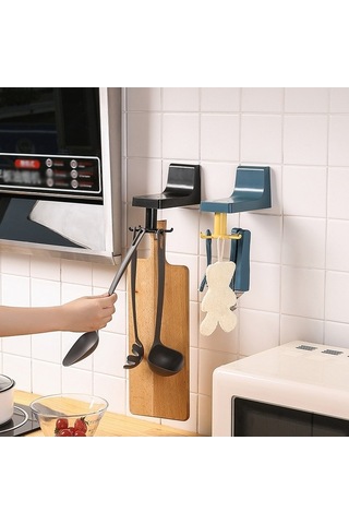Ulzyvf 360 Dönen Yapışkan Mutfak Askılığı - Kaşık, Spatula, Havlu Asıcı Beyaz Beyaz
