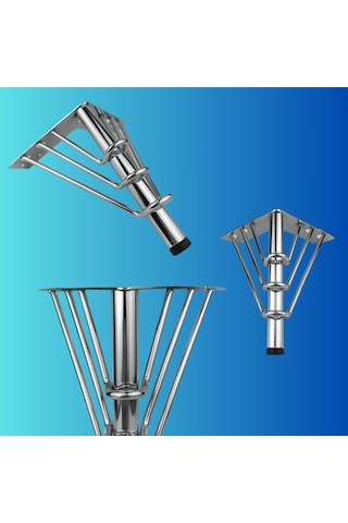 18 Cm Metal 3 Telli Koltuk Ayağı Mobilya Ayağı Ünite Ayağı Konsol Ayağı Puf Berjer Ayağı Krom