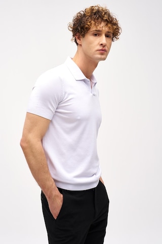 Beyaz Slim Fit Dar Kalıp Polo Yaka Düz Kısa Kollu Triko Tişört-16331 Beyaz