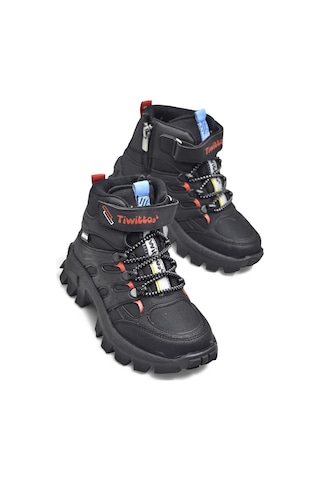 Twittoys 390u Ortopedik Taban Lastikli Cırtlı Kız Çocuk Bot Erkek Çocuk Bot Unisex Çocuk Bot Siyah - Kırmızı