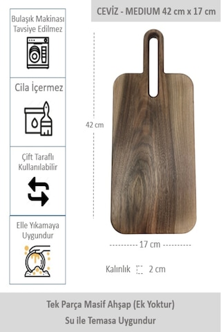 Yekpare Masif Ahşap Sunum Tahtası Kesme Tahtası Ceviz Medium 7