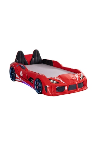 Setay Arabalı Yatak, Raceing Car V8 Full Ledli Koltuklu Arabalı Yatak - Kırmızı 100x190