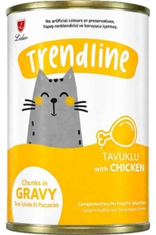 Trendline Sos İçerisinde Et Parçacıklı Tavuklu Yetişkin Kedi Konservesi 400 Gr 24'lü Paket