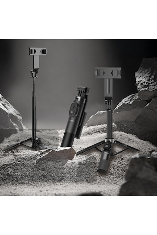 Lenyes Lph122 Bluetooth Kumandalı Mini Tripod Ve Selfie Çubuğu Siyah