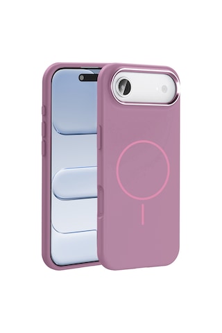 Apple Uyumlu iPhone 17 Air Kılıf M-safe Şarj Özellikli Metal Kamera Çerçeveli Zore Edi Silikon Kapak - Mor Mor