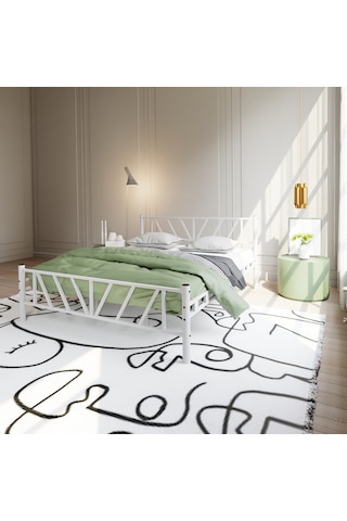 Gardenya Çift Kişilik Metal Karyola A Kalite, Ses Çıkarmaz ,ölçülü Model Karyola Beyaz