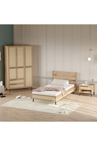 Robin Home Lidya Genç Odası Takımı 3'lü Set Sepet-uv Baskı Jüt Kahverengi