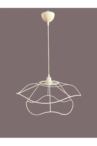 İç İçe Avize Teli , İskeleti 50x35 Cm Beyaz Statik Boyalı Duy Takımı Dahil Beyaz