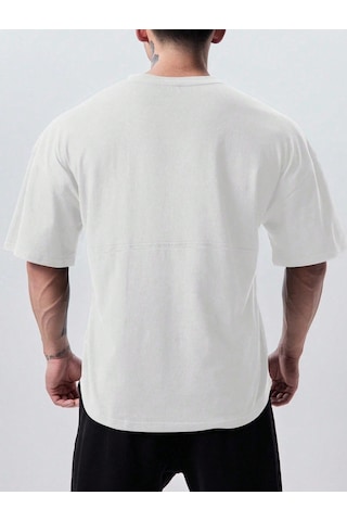 Genius Store Genius Erkek Spor Tişört Oversize Fitness & Gym Antrenman Tişörtü Beyaz