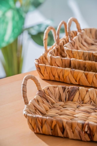 Wicker 4 Parça Hasır Dikdörtgen Sepet Hasır