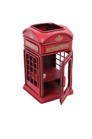Dekoratif Metal Londra Telefon Kulübesi Kalemlik ve  Çerçeveli
