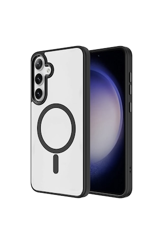Ardemix Samsung Uyumlu Galaxy S26 Plus Kılıf M-safe Şarj Özellikli Zore Krom M-safe Silikon Kapak - Siyah
