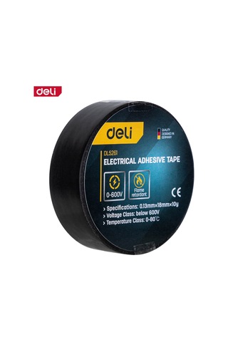 Delı Elektrik Yalıtım Bandı 0.13mm 18mm 10m Siyah İzolasyon Bandı