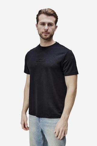 Canary Siyah Bisiklet Yaka Gofre Baskılı Modal Kumaş Standard Fit Erkek Tshirt Siyah