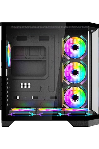 F-7 Edge 7x Argb Pwm Fan Siyah Atx Akvaryum Gaming Kasa Oyuncu Kasası