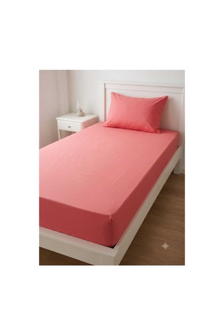 Pamuk Tek Kişilik Düz Çarşaf+yastık Kılıfı 100 200 Pembe