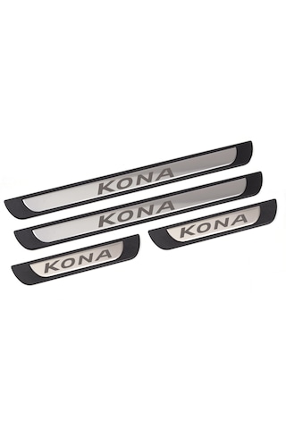 Hyundai Kona Krom Kapı Eşiği 2019 Ve Üzeri 4 Parça Paslanmaz Çelik Abs Çerçeve
