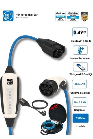 Çantalı Başlangıç Set 16a 11kw 7.5 Metre Ac Mobil Elektrikli Araç Şarj Istasyonu Ev Prizli Wallbox 11 Kw