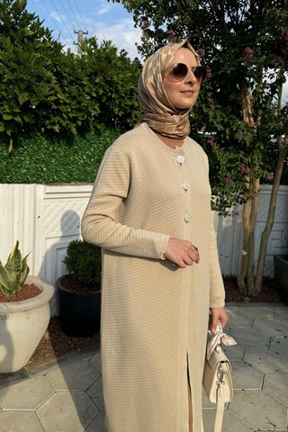 Rabia Şamlı Sinem Çelik Örme Triko Hırka Taş Normal