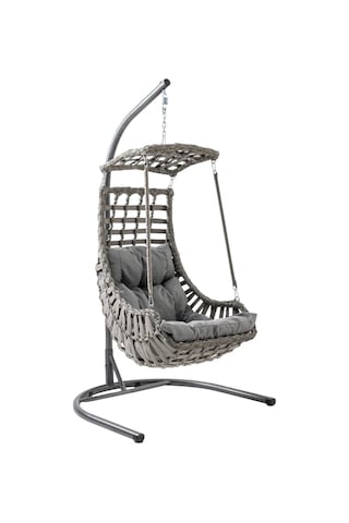 Capri Swing Alaçatı Tekli Rattan Bahçe Salıncağı Balkon Salıncağı Gri
