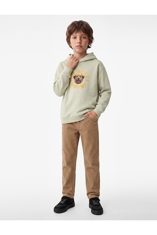 Koton Köpek Detaylı Önü Ve Arkası Baskılı Şardonlu Uzun Kollu Oversize Kapşonlu Sweatshirt Bej 7wkb10435tk Ekru