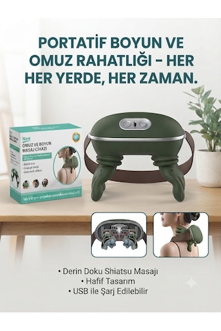 Omuz Ve Boyun Ovamalı Taşınabilir Masaj Aleti-ısıtıcılı Ve Elle Masaj Hissi Yeşil