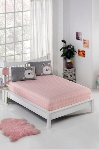 Eponj Home Pes Lastikli Çarşaf Seti Tek Kişilik Tavşancık A.kahve-gri-pembe A.kahve-gri-pembe