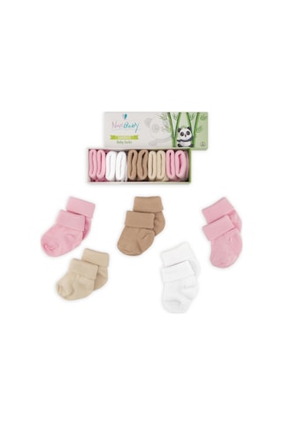 Novibaby 5'li Bambu Yenidoğan Bebek Çorap I Sweet I 0-6 ay "Karışık Renkli"