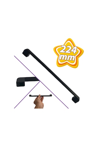 Oval Marmara Kulp 224 Mm Siyah Mutfak Kulpu Çekmece Dolap Kapak Kulbu Metal Mobilya Dolabı Kulpları