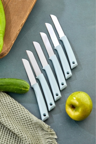Cooker Özel Seri Paslanmaz Çelik 19,5 Cm 6'lı Meyve Bıçağı Mavi