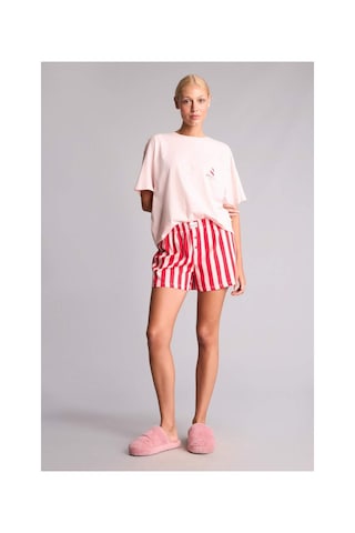 Defacto Regular Fıt Şortlu Kısa Kollu Baskılı 2li Pijama Takımı H7408ax26hsrd197 Kırmızı-rd197