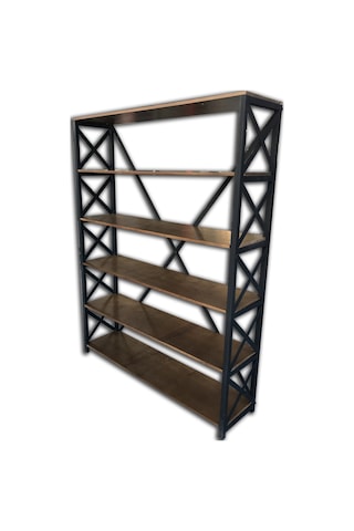 Bengimobilya Kitaplık Metal Çapraz Yan Model Mdf Torna Raf Parlak Siyah Lake