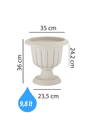 Nergis Saksı Dekoratif Kırık Beyaz Renk 9,8 Lt Kırık Beyaz